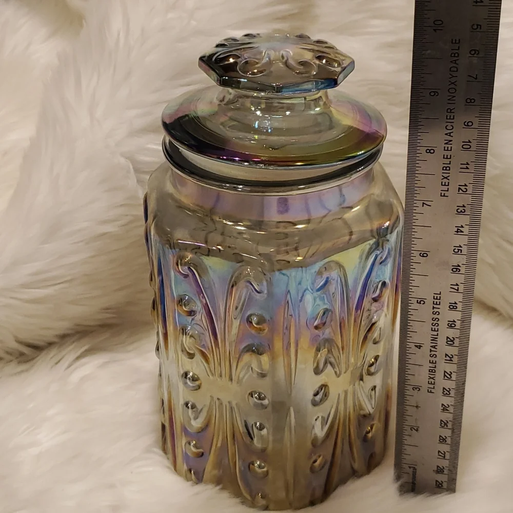 Imperial Carnival Vintage Glass Canister Atterbury Blue Cookies Jar